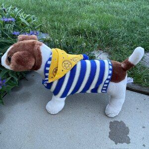 WHOOPI GOLDBERG C For Chanukah Blue White Yellow Dog Sweater & Beanie Set Medium